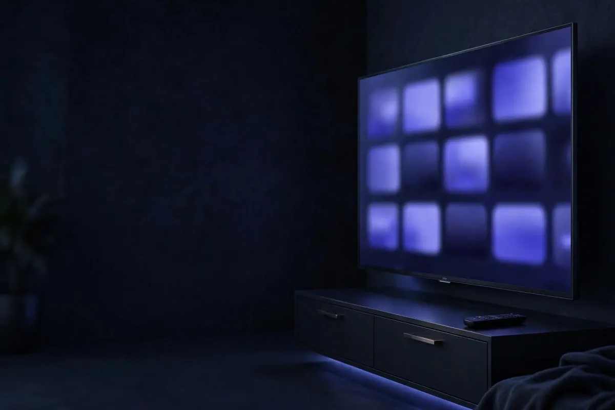 Smart TV avec une application IPTV ouverte, télécommande