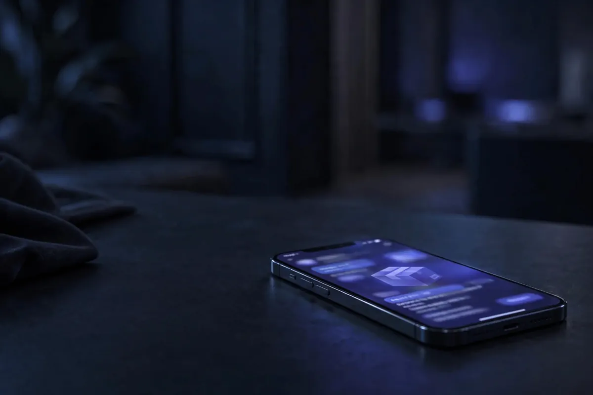 Smartphone affichant un message de livraison de code flouté