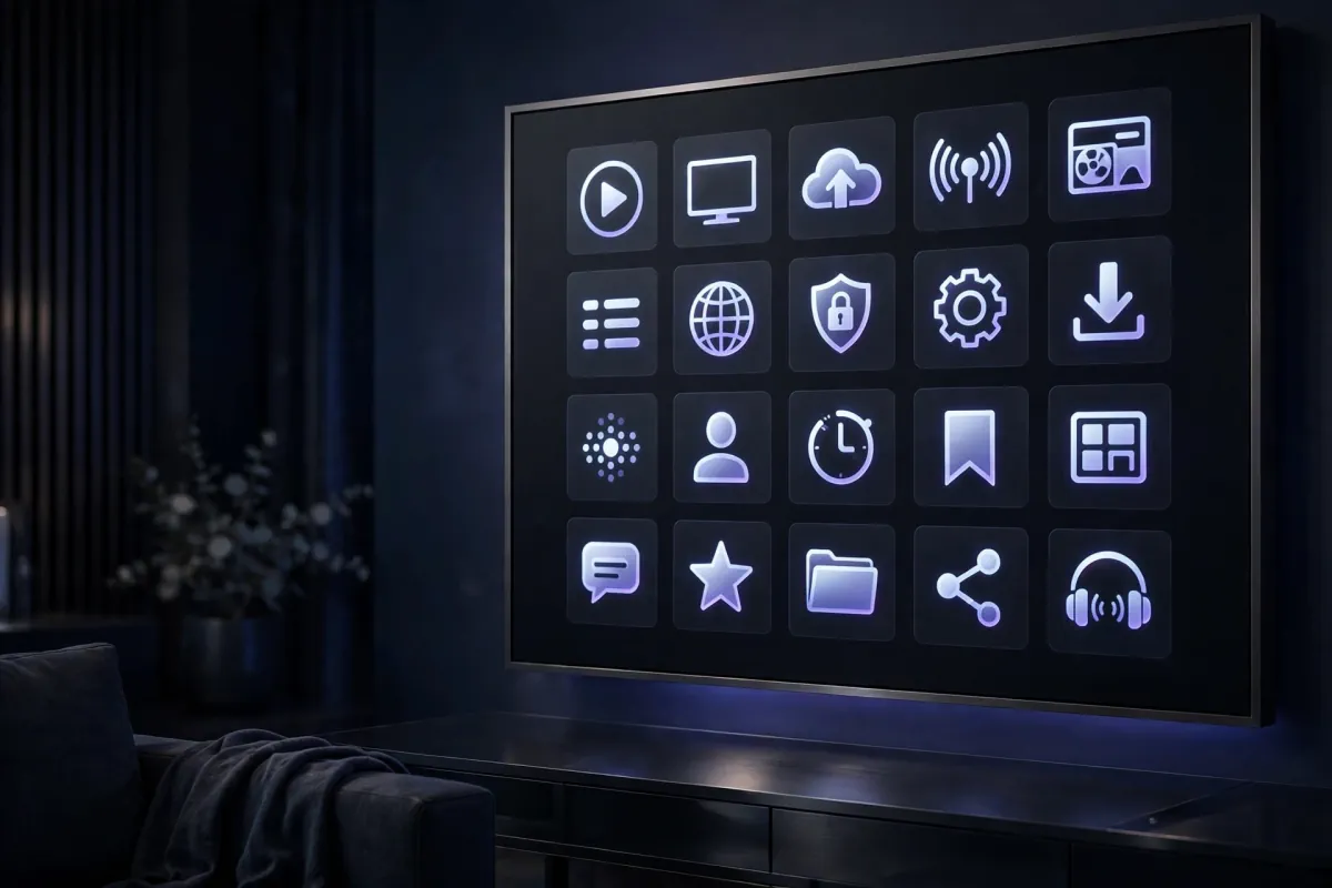 Mosaïque des icônes d'applications IPTV génériques