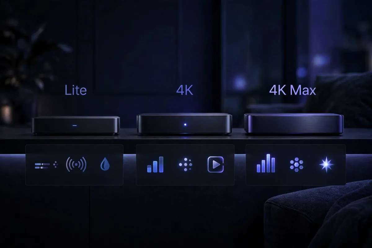 Comparatif Lite / 4K / 4K Max en infographie