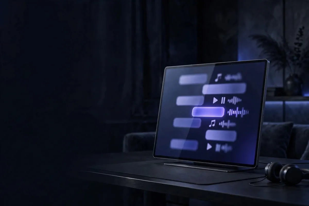 Écran de playlist IPTV Stream Player, stylisé