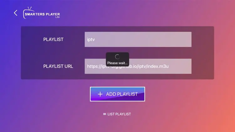 Chargement de la playlist IPTV sur Apple TV