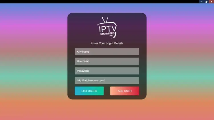 Connexion fournisseur IPTV dans Smarters Pro Windows