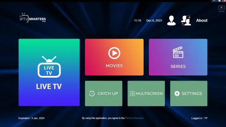 IPTV Smarters Pro installé et fonctionnel sur PC Windows