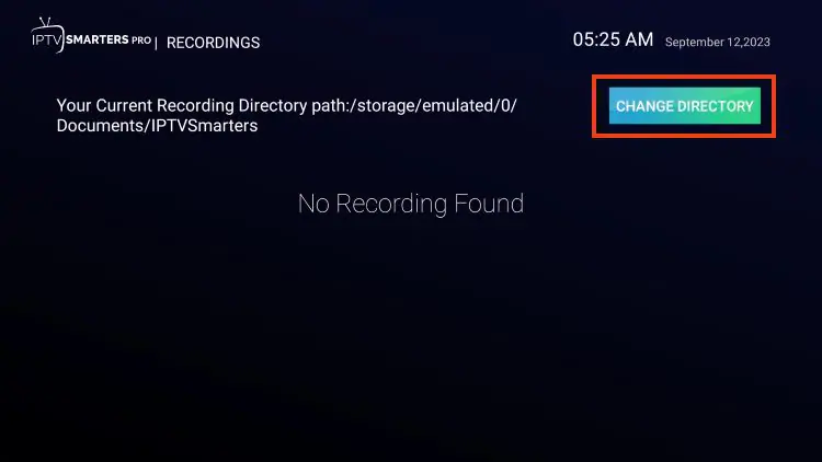 Change Directory pour dossier d'enregistrement Smarters Pro
