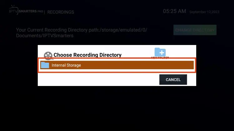 Sélection Internal Storage stockage interne Smarters Pro