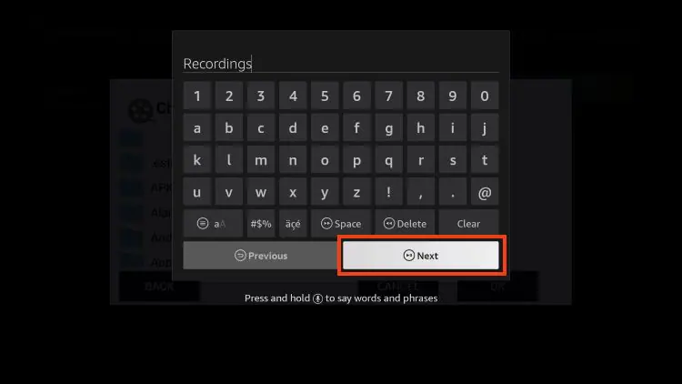 Saisie du nom Recordings et bouton Next Smarters Pro