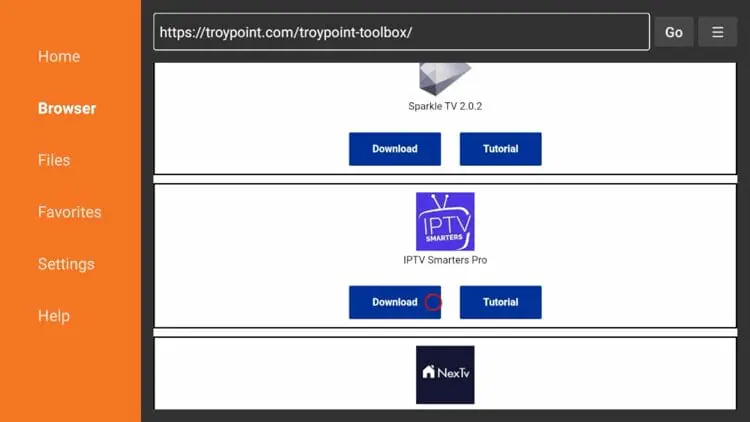 Téléchargement IPTV Smarters Pro depuis Toolbox Firestick