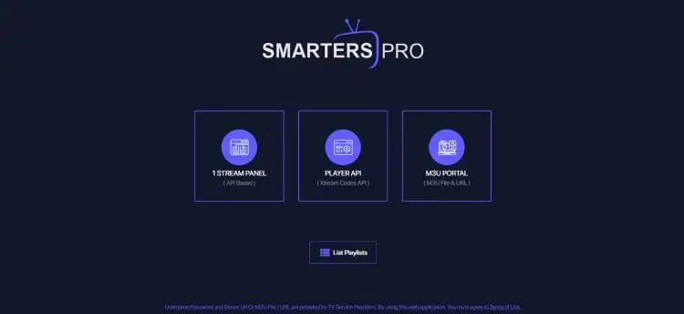 Lecteur Web Smarters Pro intégration M3U Xtream Codes